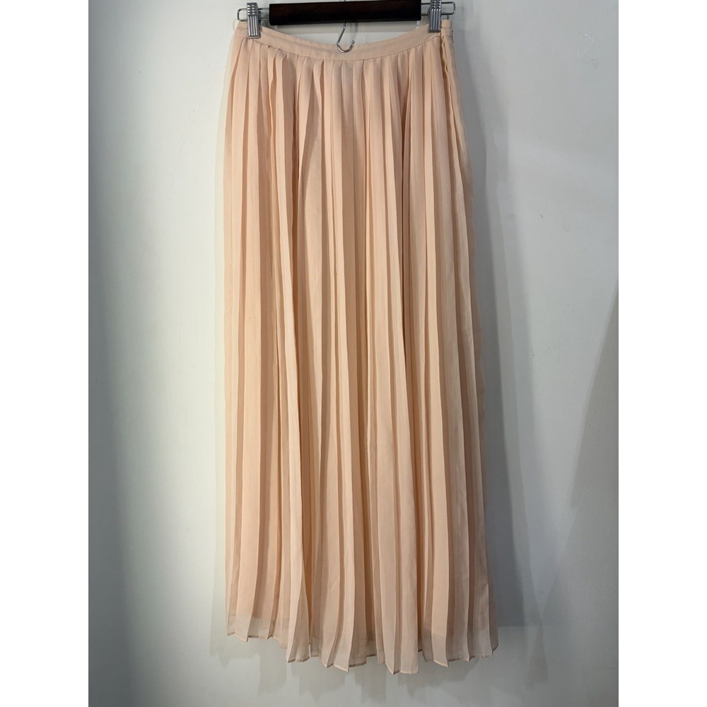 Urban Outfitters Sparkle & Fade Pleated Chiffon Maxi Skirt Blush Pink Sz 2